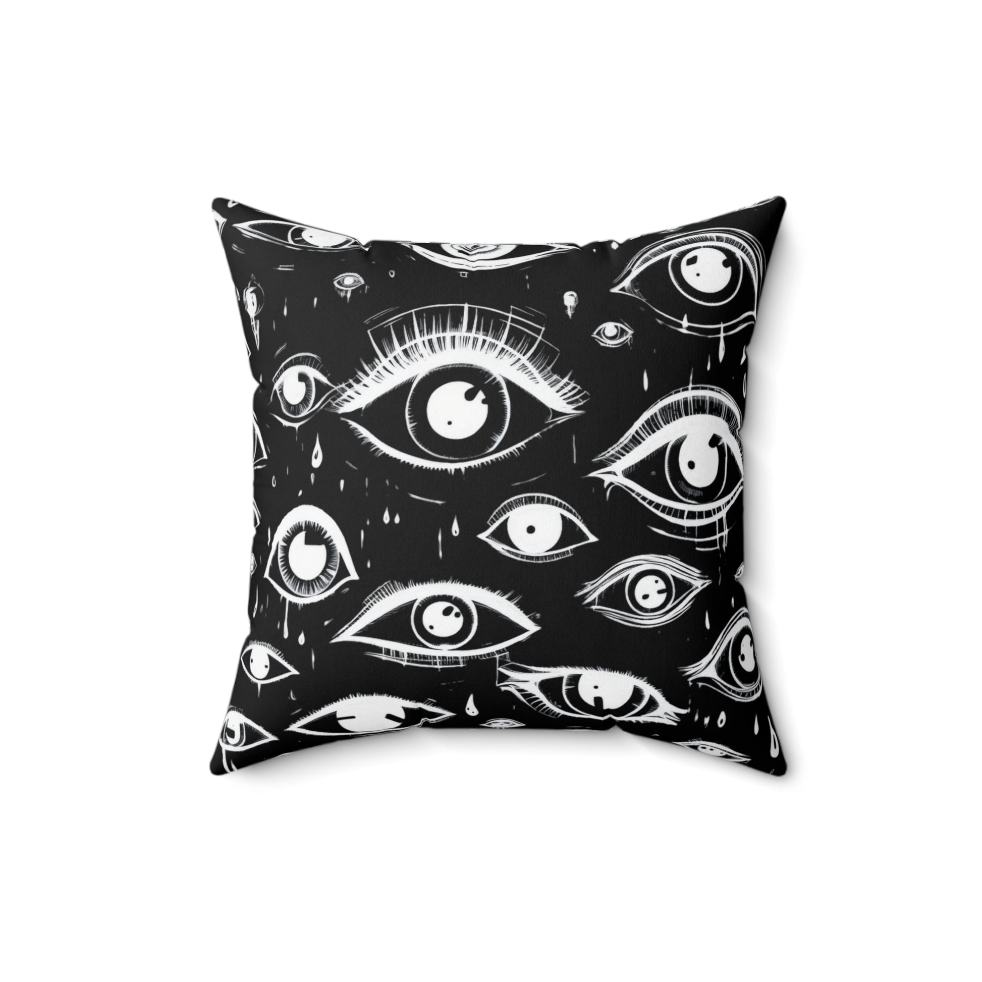 Home Decor - Eyes All Over Square Throw Pillow - 2 Sided, Psychedelic Vision - Surrealist Style from Crypto Zoo Tees