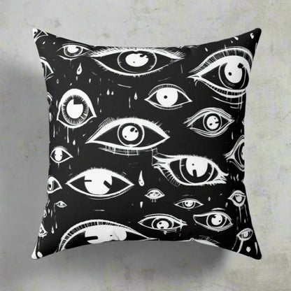 Home Decor - Eyes All Over Square Throw Pillow - 2 Sided, Psychedelic Vision - Surrealist Style from Crypto Zoo Tees