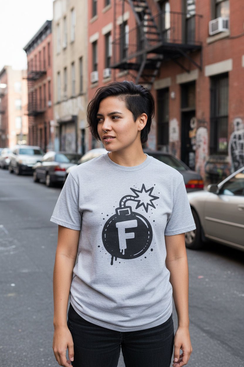 T-Shirt - F Bomb Shirt | Unisex Heavy Cotton - Gildan 5000 | Funny, Retro & Vintage | Punk from Crypto Zoo Tees