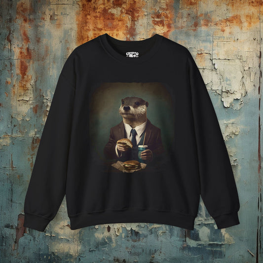 Sweatshirt - Fast Food Otter Sweatshirt - Adorable Animal - Themed Pullover from Crypto Zoo Tees