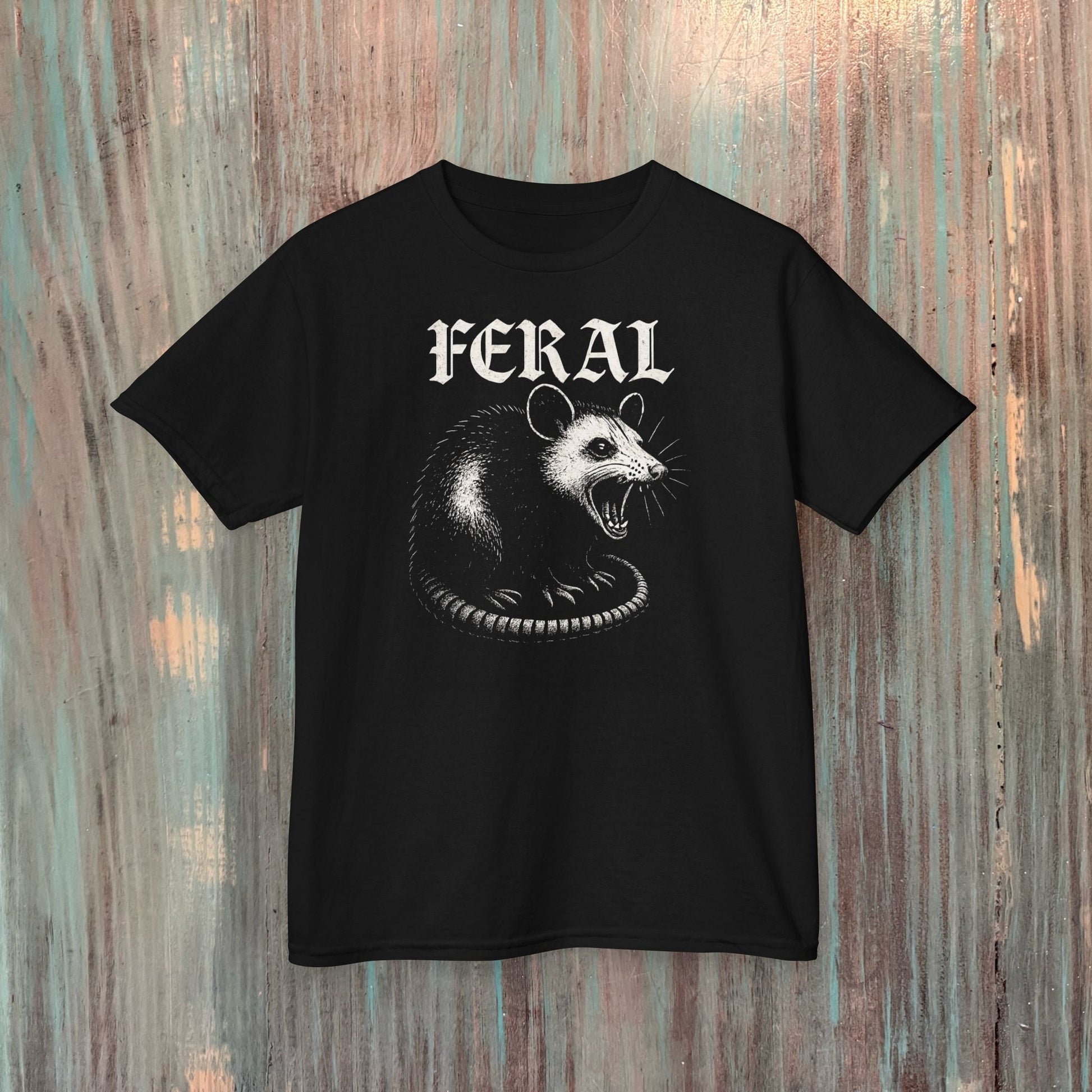  - FERAL Opossum Shirt | Animals, Funny | Kids Tee from Crypto Zoo Tees