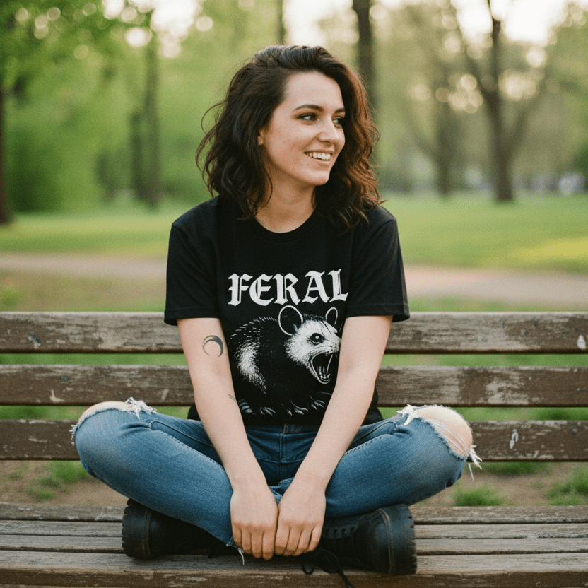  - Feral Possum Shirt | Unisex Heavy Cotton - Gildan 5000 | Animals, Funny | Punk from Crypto Zoo Tees