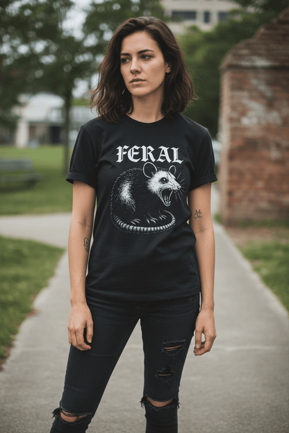  - Feral Possum Shirt | Unisex Heavy Cotton - Gildan 5000 | Animals, Funny | Punk from Crypto Zoo Tees