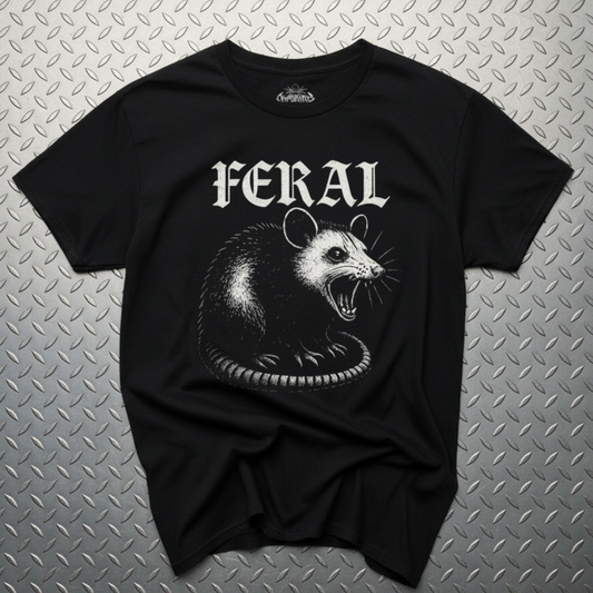 feral possum shirt gildan 5000 flat lay