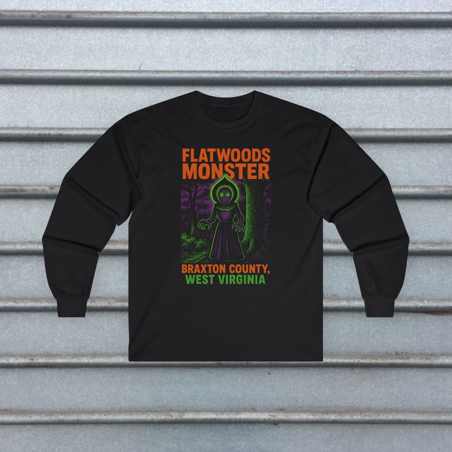 T-Shirt - Flatwoods Monster West Virginia | Cryptids, Alien & UFO | | Unisex T-shirt | Long Sleeve Tee | Ladies Shirt | Crewneck Sweatshirt | Hoodie from Crypto Zoo Tees