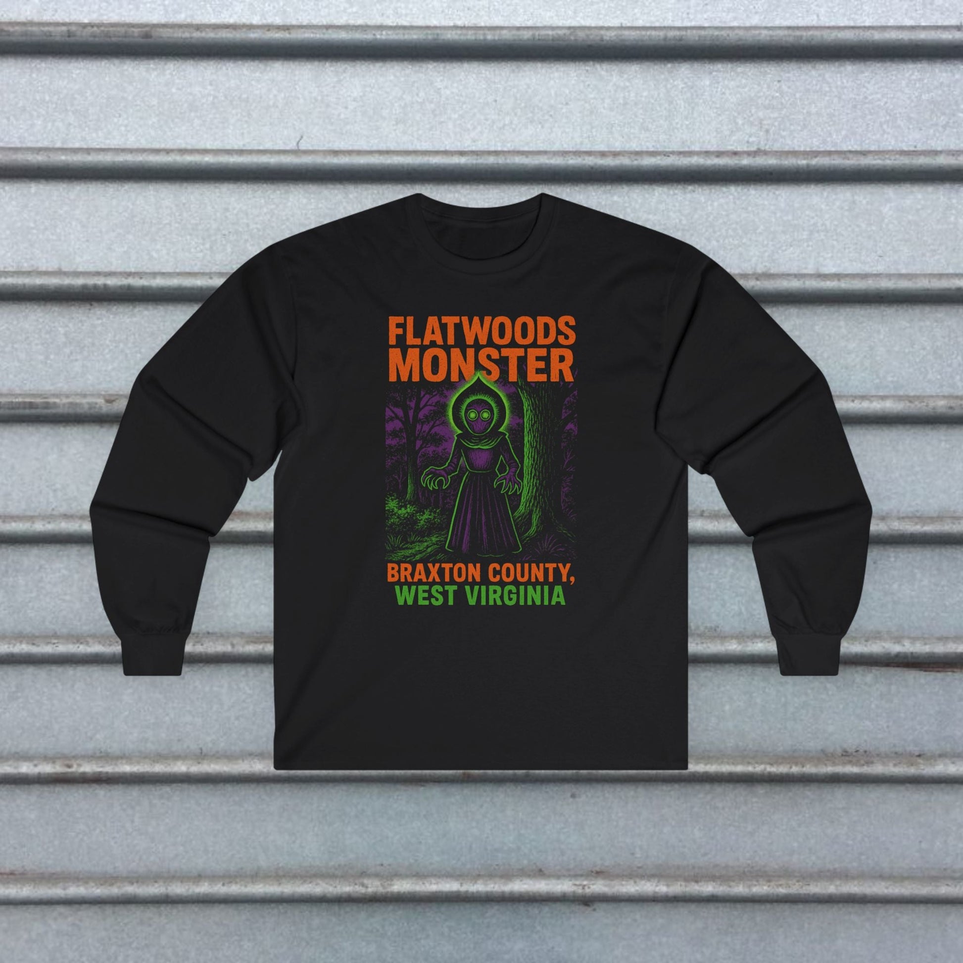 T-Shirt - Flatwoods Monster West Virginia | Cryptids, Alien & UFO | | Unisex T-shirt | Long Sleeve Tee | Ladies Shirt | Crewneck Sweatshirt | Hoodie from Crypto Zoo Tees