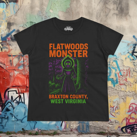 T-Shirt - Flatwoods Monster West Virginia | Cryptids, Alien & UFO | | Unisex T-shirt | Long Sleeve Tee | Ladies Shirt | Crewneck Sweatshirt | Hoodie from Crypto Zoo Tees