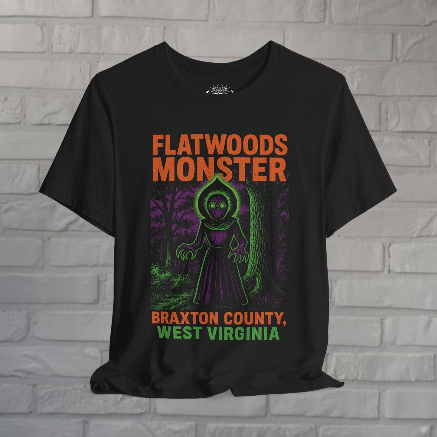 T-Shirt - Flatwoods Monster West Virginia | Cryptids, Alien & UFO | | Unisex T-shirt | Long Sleeve Tee | Ladies Shirt | Crewneck Sweatshirt | Hoodie from Crypto Zoo Tees