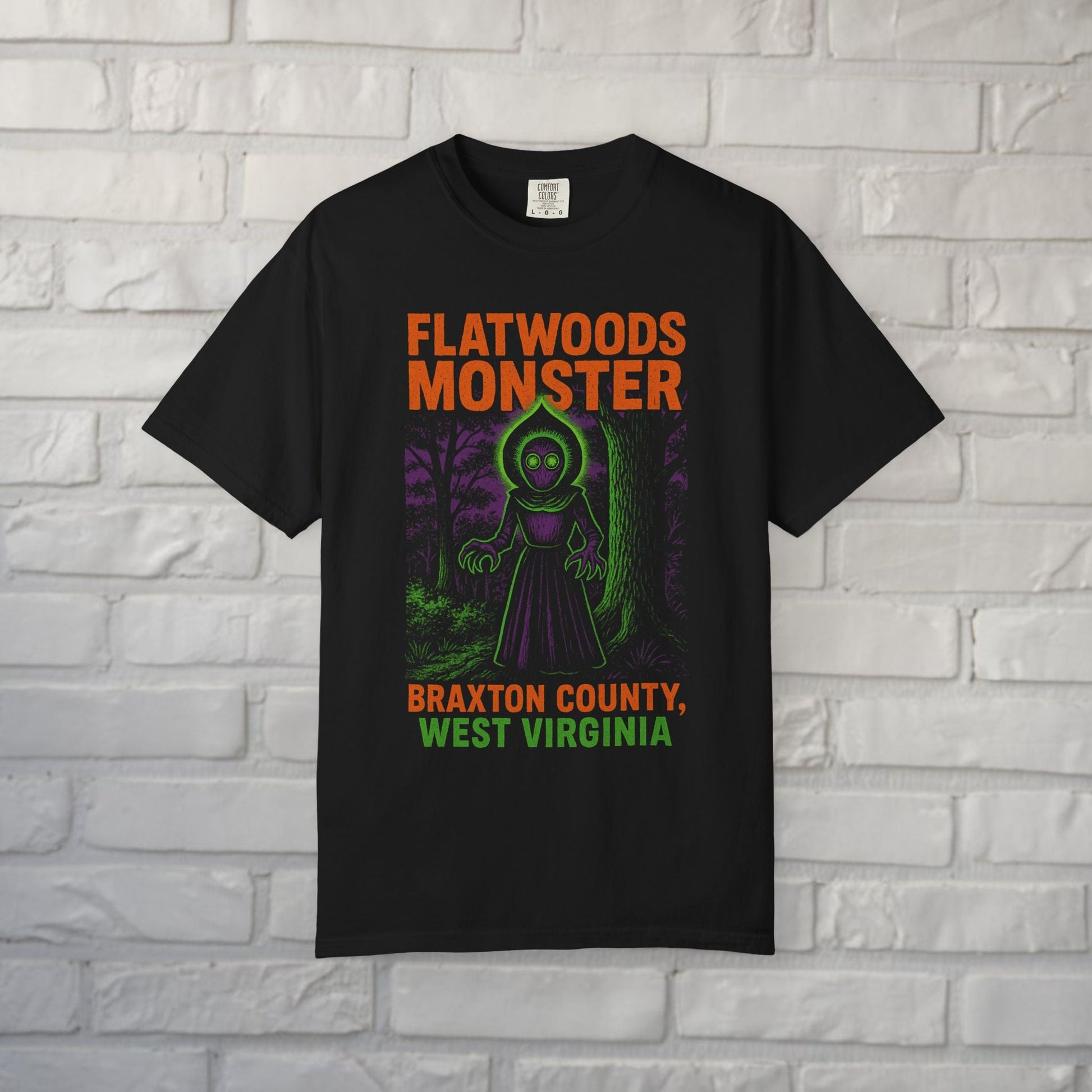 T-Shirt - Flatwoods Monster West Virginia | Cryptids, Alien & UFO | | Unisex T-shirt | Long Sleeve Tee | Ladies Shirt | Crewneck Sweatshirt | Hoodie from Crypto Zoo Tees