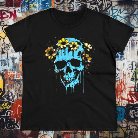 T-Shirt - Flower Skull | Women's T-Shirt | Cotton Ladies Tee from Crypto Zoo Tees