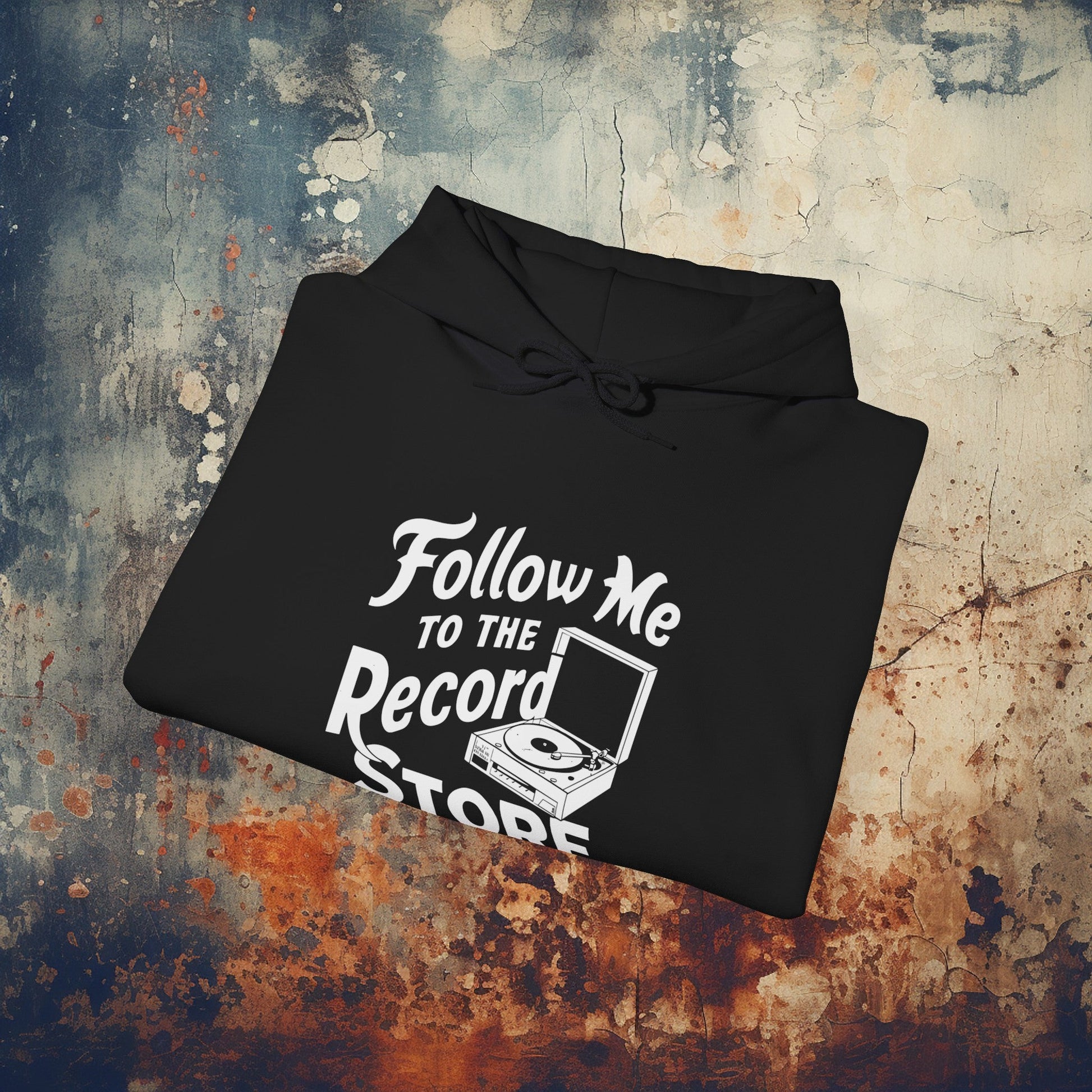 Hoodie - Follow Me To The Record Store - Vinyl Collector | Hoodie | Hooded Sweatshirt from Crypto Zoo Tees