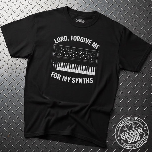T-Shirt - Forgive Me Synths Shirt | Unisex Heavy Cotton - Gildan 5000 | Music from Crypto Zoo Tees