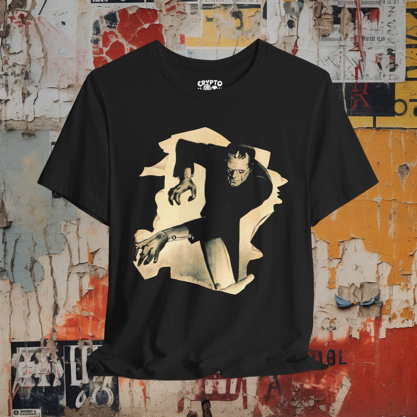 T - Shirt - Frankenstein Breaking Through | Horror | Movies and TV | Bella + Canvas Unisex T - shirt from Crypto Zoo Tees