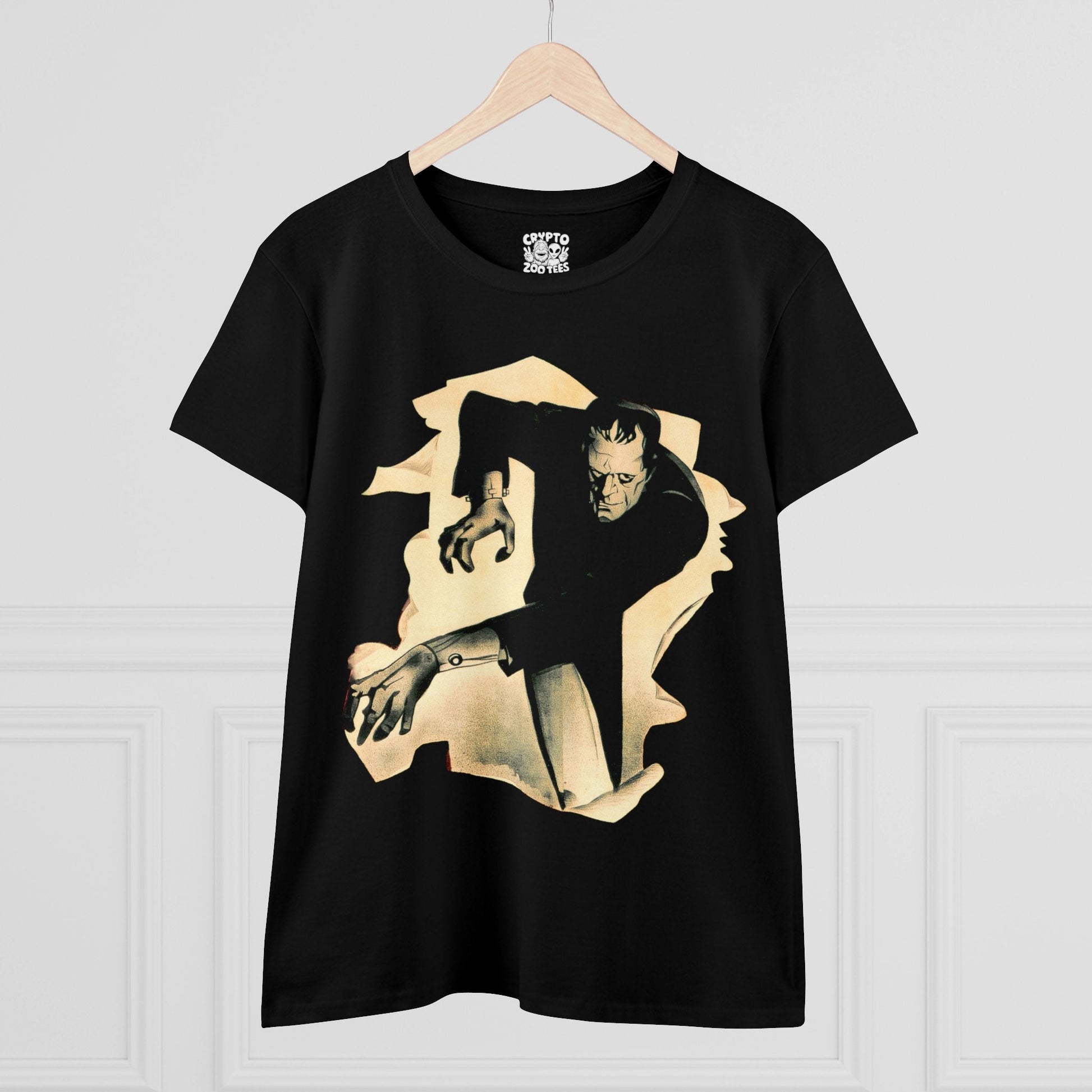 T-Shirt - Frankenstein Breaking Through | Women's T-Shirt | Cotton Tee | Ladies Tee from Crypto Zoo Tees