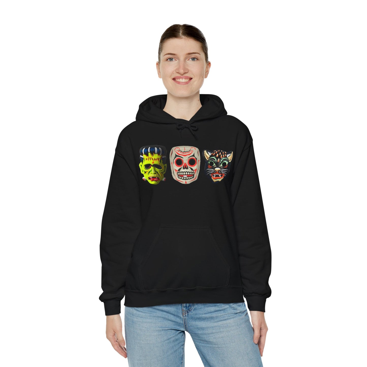 Hoodie - Frankenstein Halloween Mask 2 Sided Hoodie from Crypto Zoo Tees