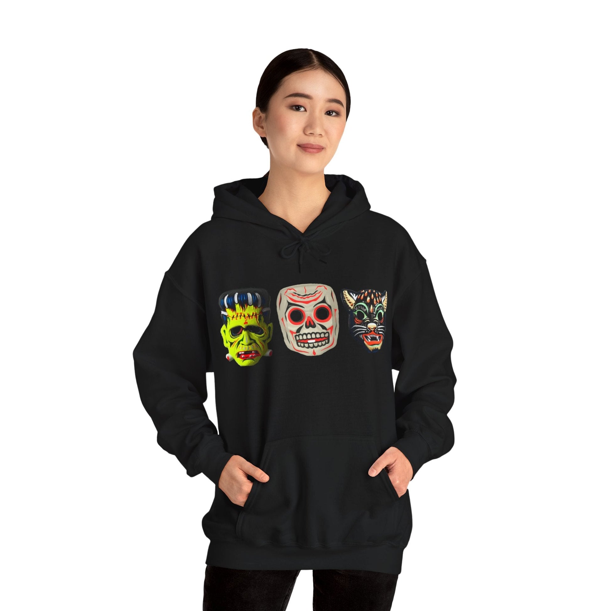 Hoodie - Frankenstein Halloween Mask 2 Sided Hoodie from Crypto Zoo Tees