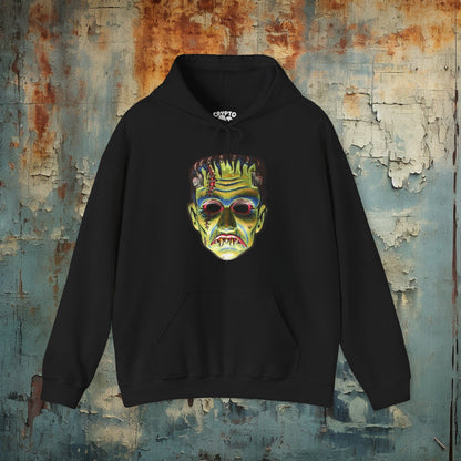 Hoodie - Frankenstein Halloween Mask | Hoodie | Hooded Sweatshirt from Crypto Zoo Tees