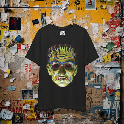 T-Shirt - Frankenstein Halloween Mask | Horror | Halloween | Bella + Canvas Unisex T-shirt from Crypto Zoo Tees