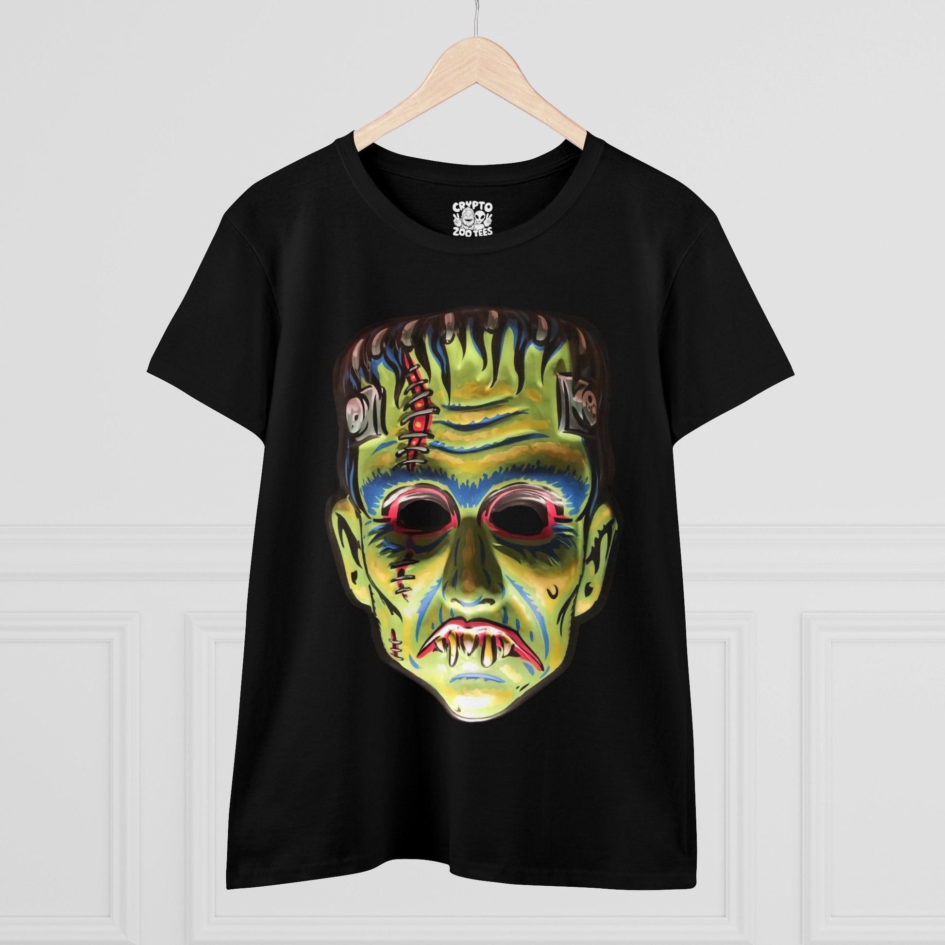 T-Shirt - Frankenstein Halloween Mask | Women's T-Shirt | Cotton Tee | Ladies Tee from Crypto Zoo Tees