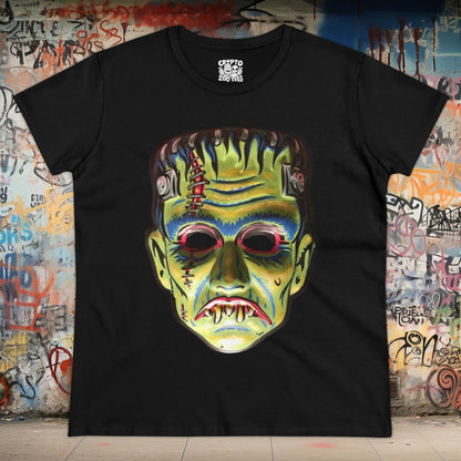 T-Shirt - Frankenstein Halloween Mask | Women's T-Shirt | Cotton Tee | Ladies Tee from Crypto Zoo Tees