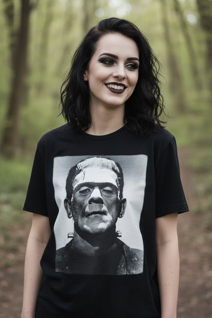 T-Shirt - Frankenstein Karloff Tee | Unisex Heavy Cotton - Gildan 5000 | Horror, Retro & Vintage | Goth/Gothic from Crypto Zoo Tees