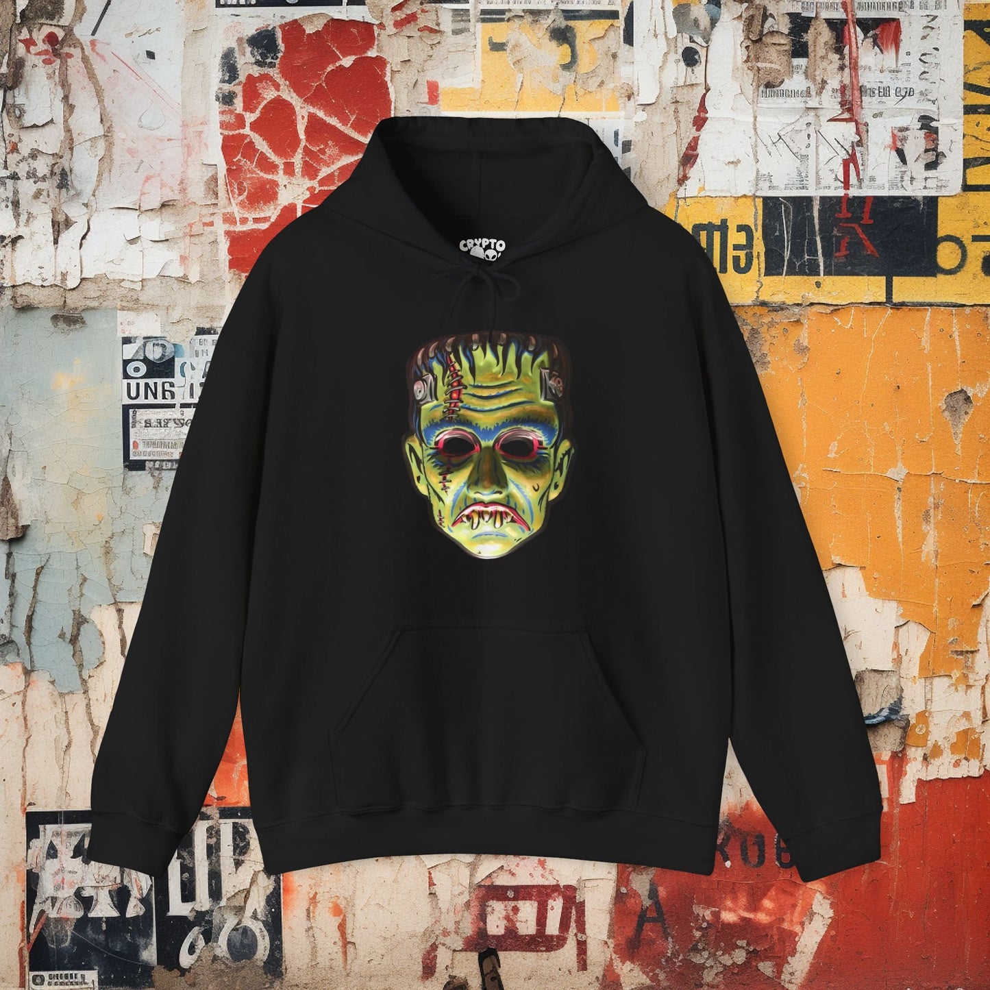 Hoodie - Frankenstein Mask Single Sided Hoodie from Crypto Zoo Tees