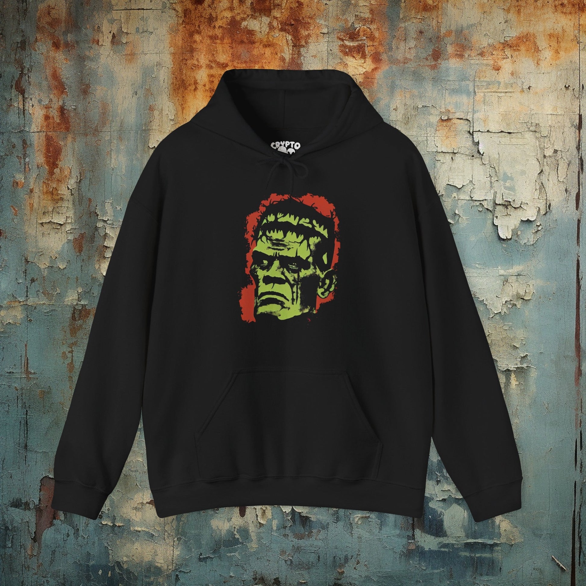 Hoodie - Frankenstein Monster Illustration | Hoodie | Hooded Sweatshirt from Crypto Zoo Tees