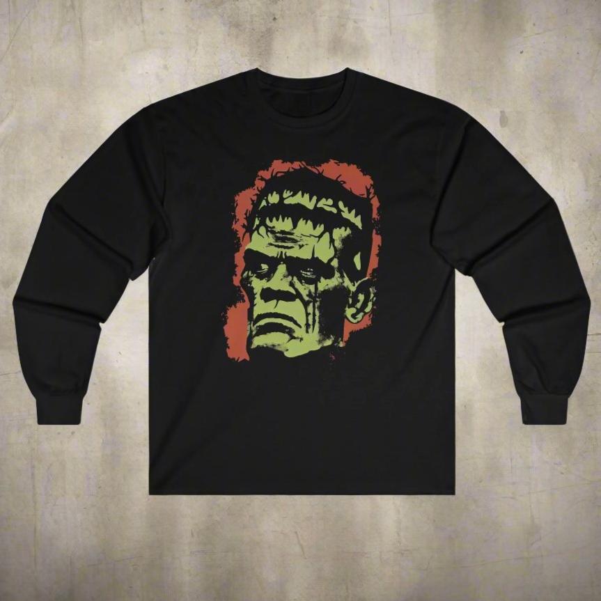 Long - sleeve - Frankenstein Monster Illustration | Long Sleeve T - shirt from Crypto Zoo Tees