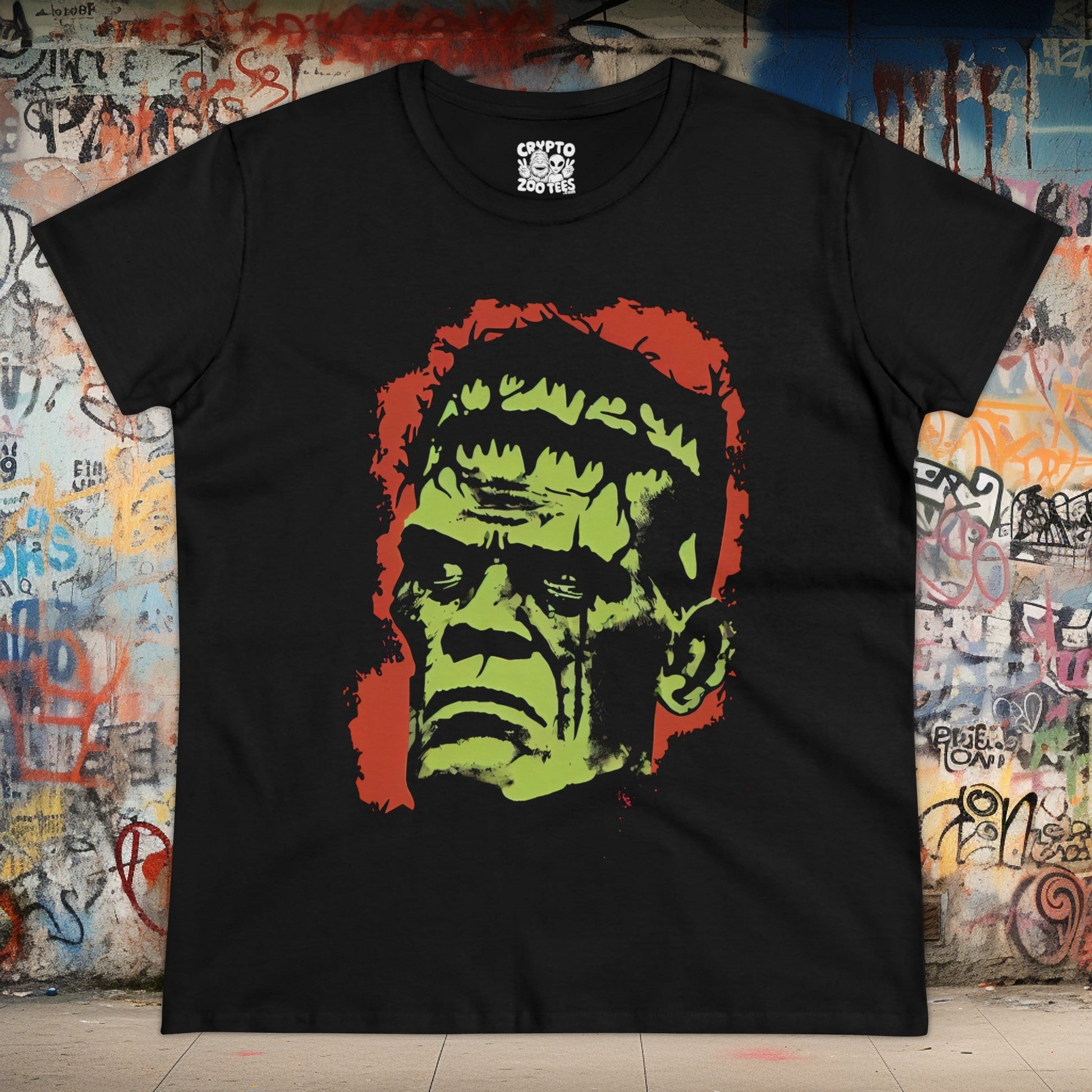 T - Shirt - Frankenstein Monster Illustration | Women's T - Shirt | Cotton Tee from Crypto Zoo Tees