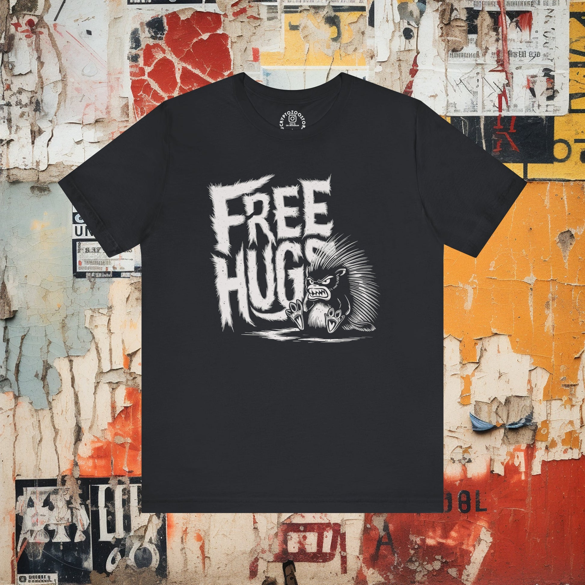 T-Shirt - Free Hugs Porcupine T-shirt - Dark Humor Tee - Soft Cotton T-shirt from Crypto Zoo Tees