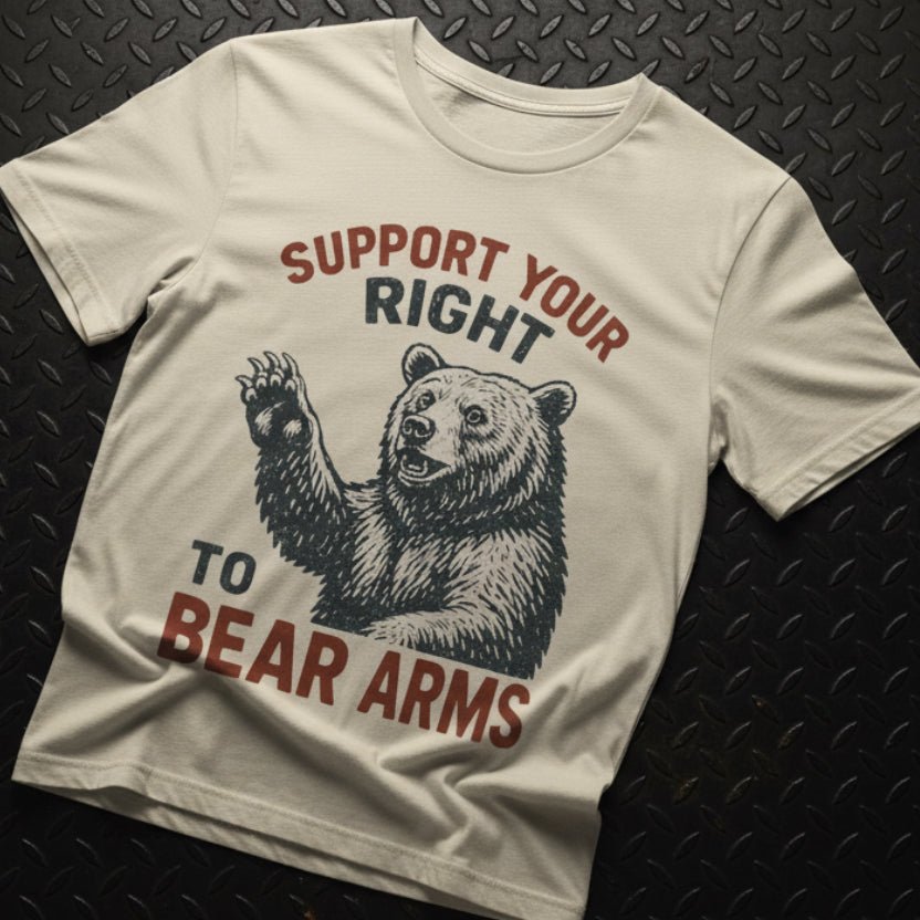 T-Shirt - Funny Bear Arms Shirt | Unisex Heavy Cotton - Gildan 5000 | Animals, Funny, Retro & Vintage | Punk from Crypto Zoo Tees