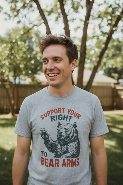 T-Shirt - Funny Bear Arms Shirt | Unisex Heavy Cotton - Gildan 5000 | Animals, Funny, Retro & Vintage | Punk from Crypto Zoo Tees