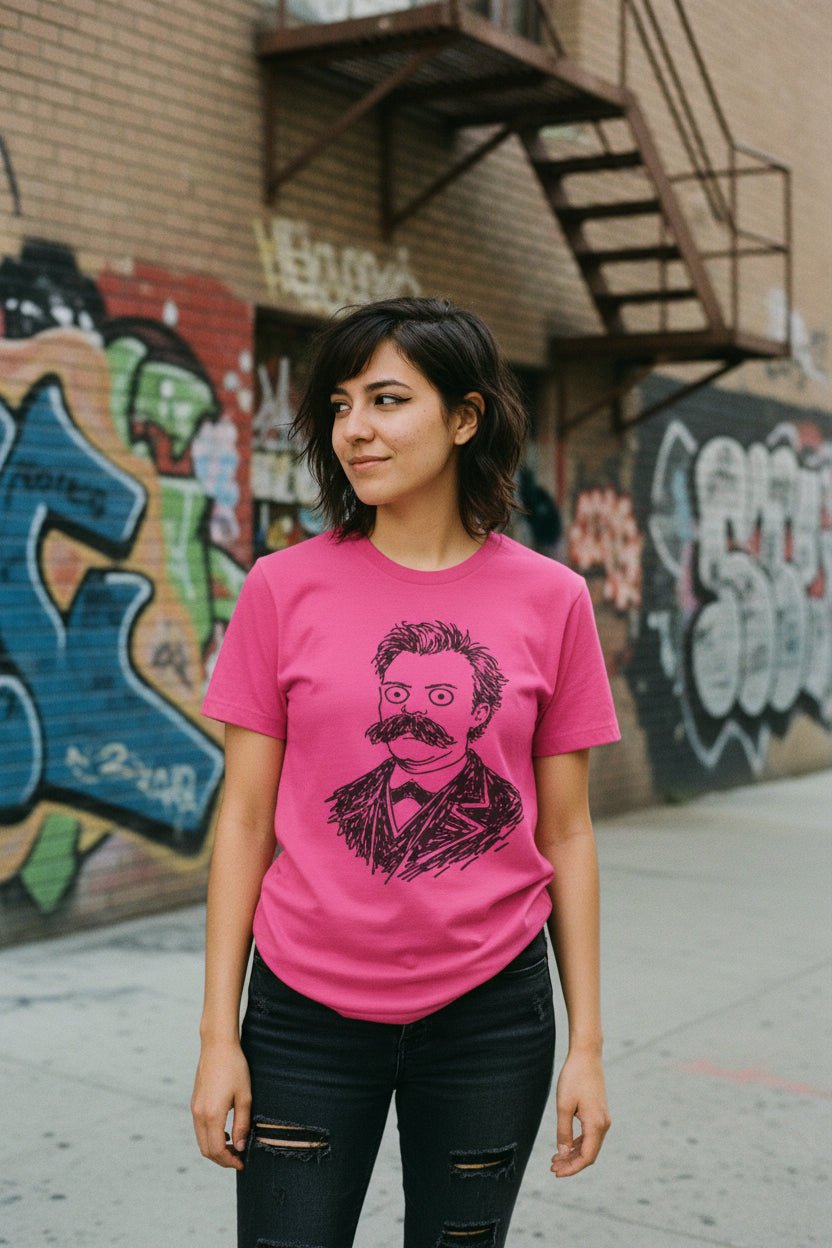 T-Shirt - Funny Nietzsche Shirt | Unisex Heavy Cotton - Gildan 5000 | Funny, Thinkers, Retro & Vintage | Punk from Crypto Zoo Tees