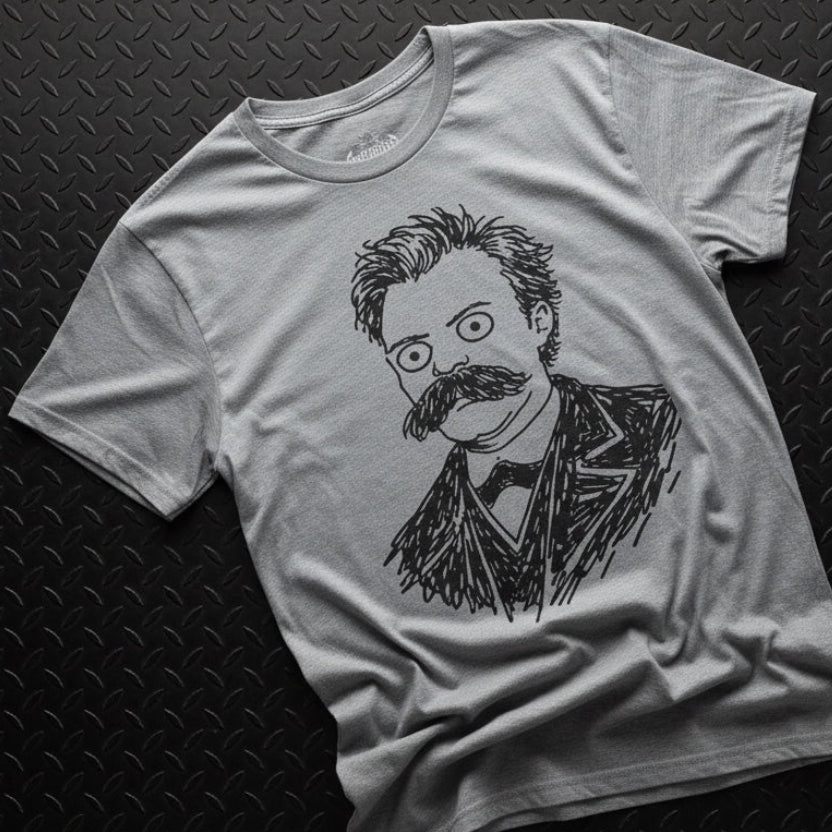 T-Shirt - Funny Nietzsche Shirt | Unisex Heavy Cotton - Gildan 5000 | Funny, Thinkers, Retro & Vintage | Punk from Crypto Zoo Tees