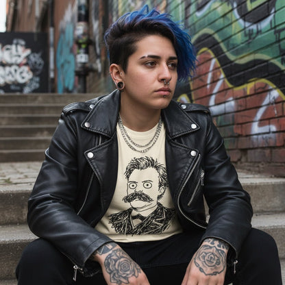 T-Shirt - Funny Nietzsche Shirt | Unisex Heavy Cotton - Gildan 5000 | Funny, Thinkers, Retro & Vintage | Punk from Crypto Zoo Tees