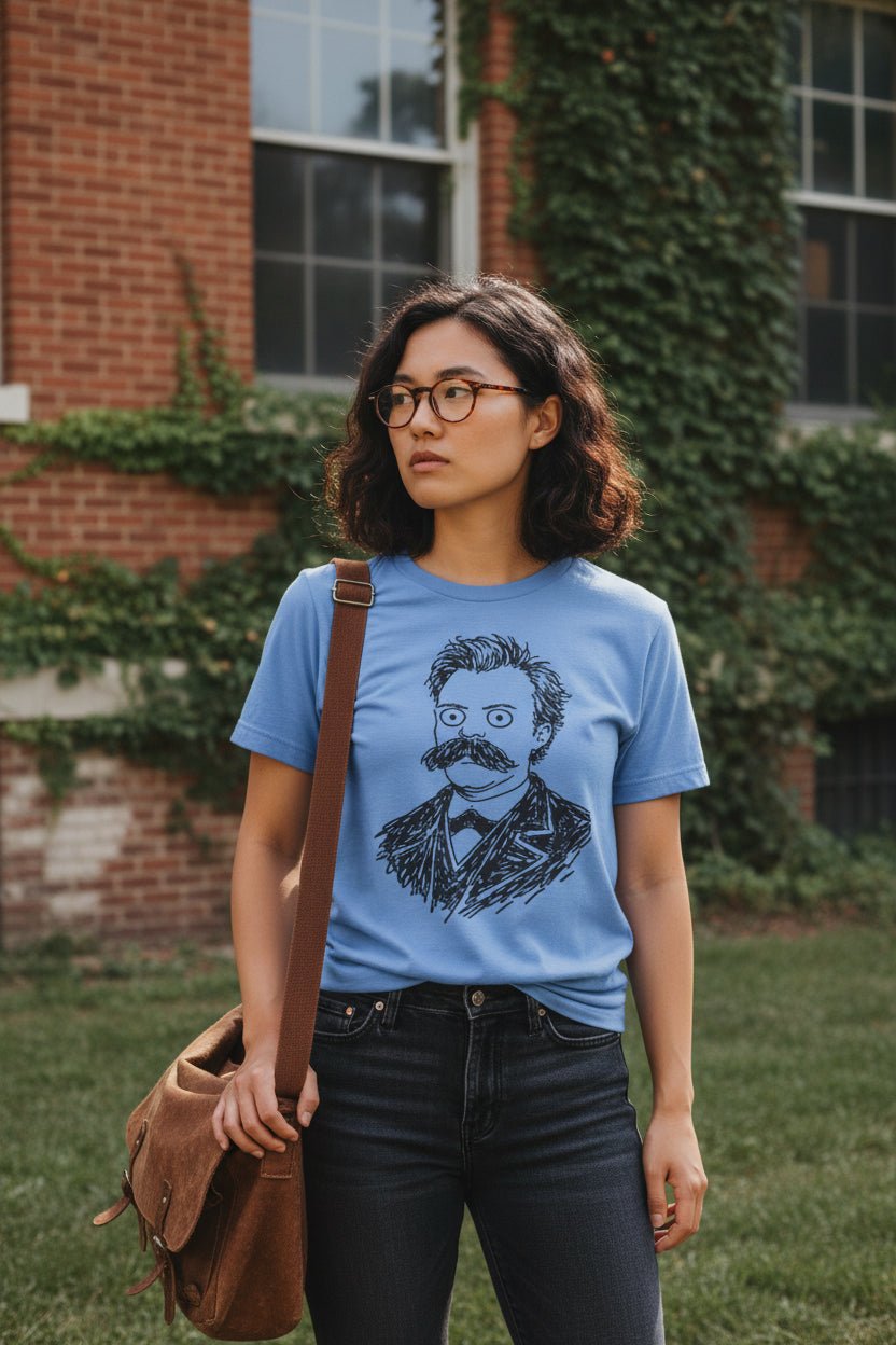 T-Shirt - Funny Nietzsche Shirt | Unisex Heavy Cotton - Gildan 5000 | Funny, Thinkers, Retro & Vintage | Punk from Crypto Zoo Tees