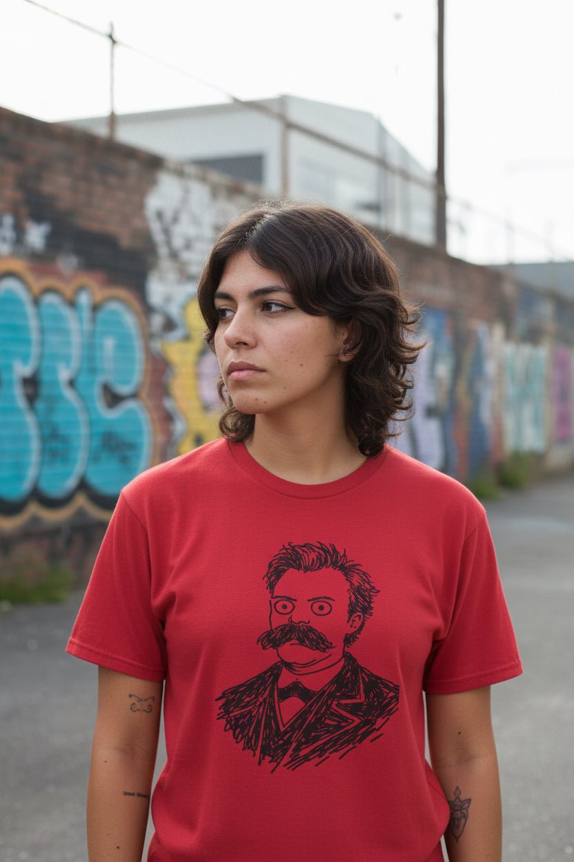 T-Shirt - Funny Nietzsche Shirt | Unisex Heavy Cotton - Gildan 5000 | Funny, Thinkers, Retro & Vintage | Punk from Crypto Zoo Tees