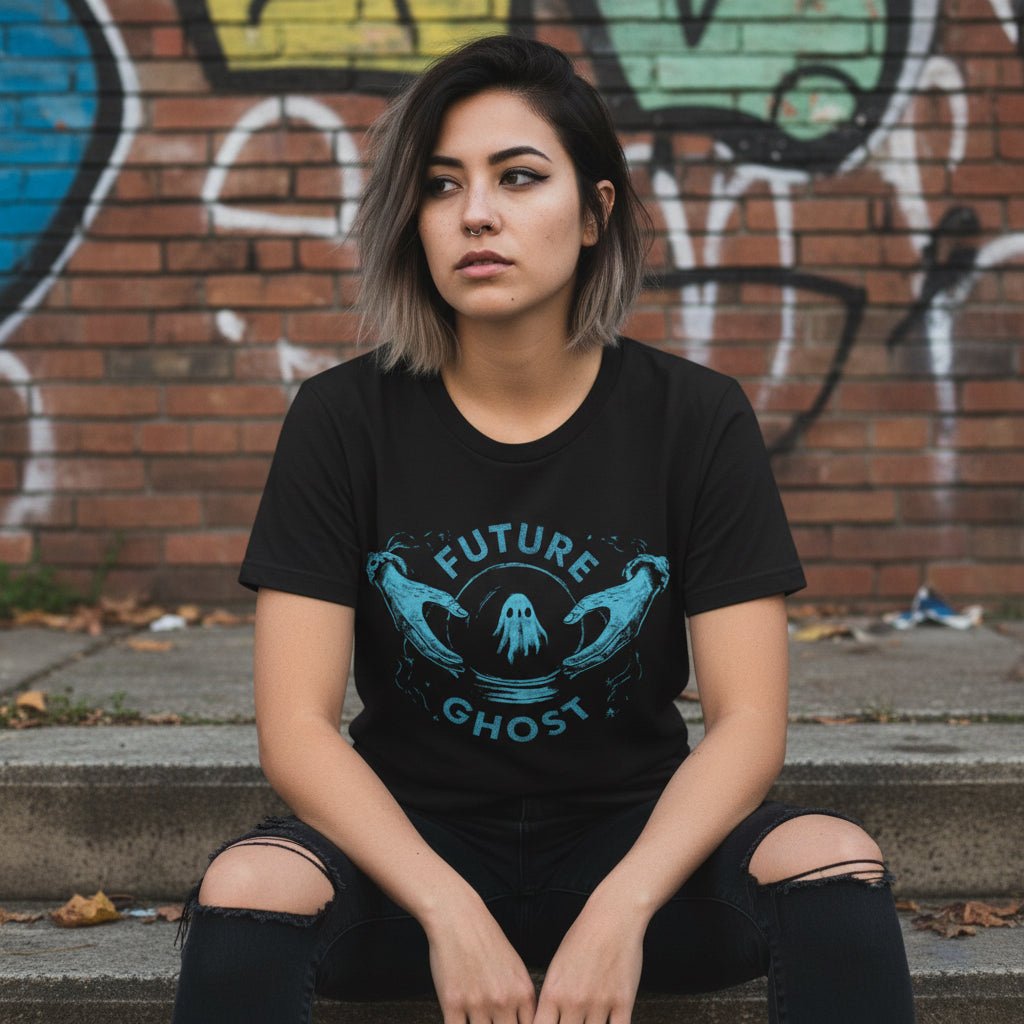 T-Shirt - Future Ghost Tee | Light Fitted - Unisex Bella+Canvas 3001 | Ghosts & Paranormal | Goth/Gothic from Crypto Zoo Tees