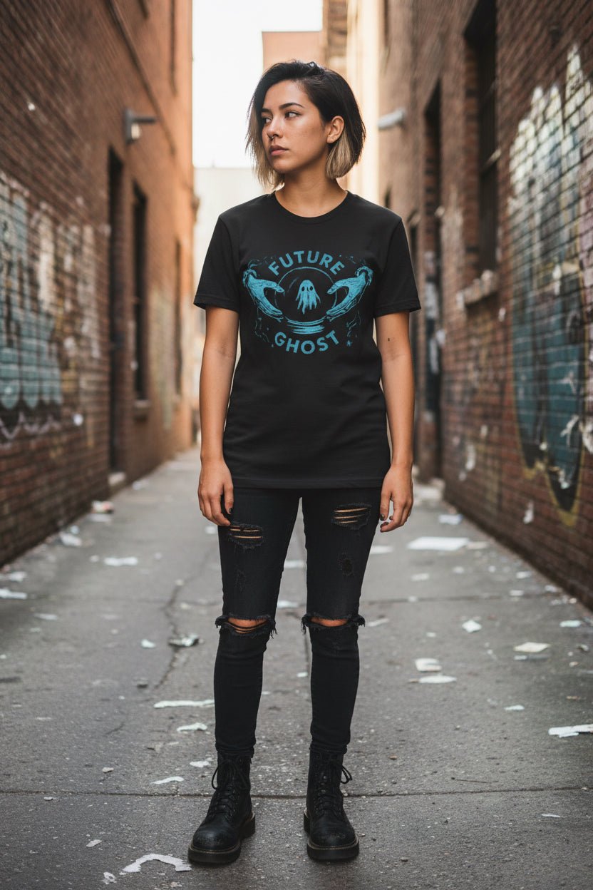 T-Shirt - Future Ghost Tee | Light Fitted - Unisex Bella+Canvas 3001 | Ghosts & Paranormal | Goth/Gothic from Crypto Zoo Tees