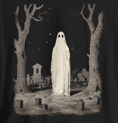 T-Shirt - Ghost In Cemetery Halloween Horror Tee | Bella + Canvas Unisex T-shirt from Crypto Zoo Tees