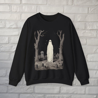 T-Shirt - Ghost in Cemetery | Halloween, Horror | Unisex Shirt, Ladies Tee, Tank Top, Long Sleeve, Sweatshirt, Hoodie from Crypto Zoo Tees