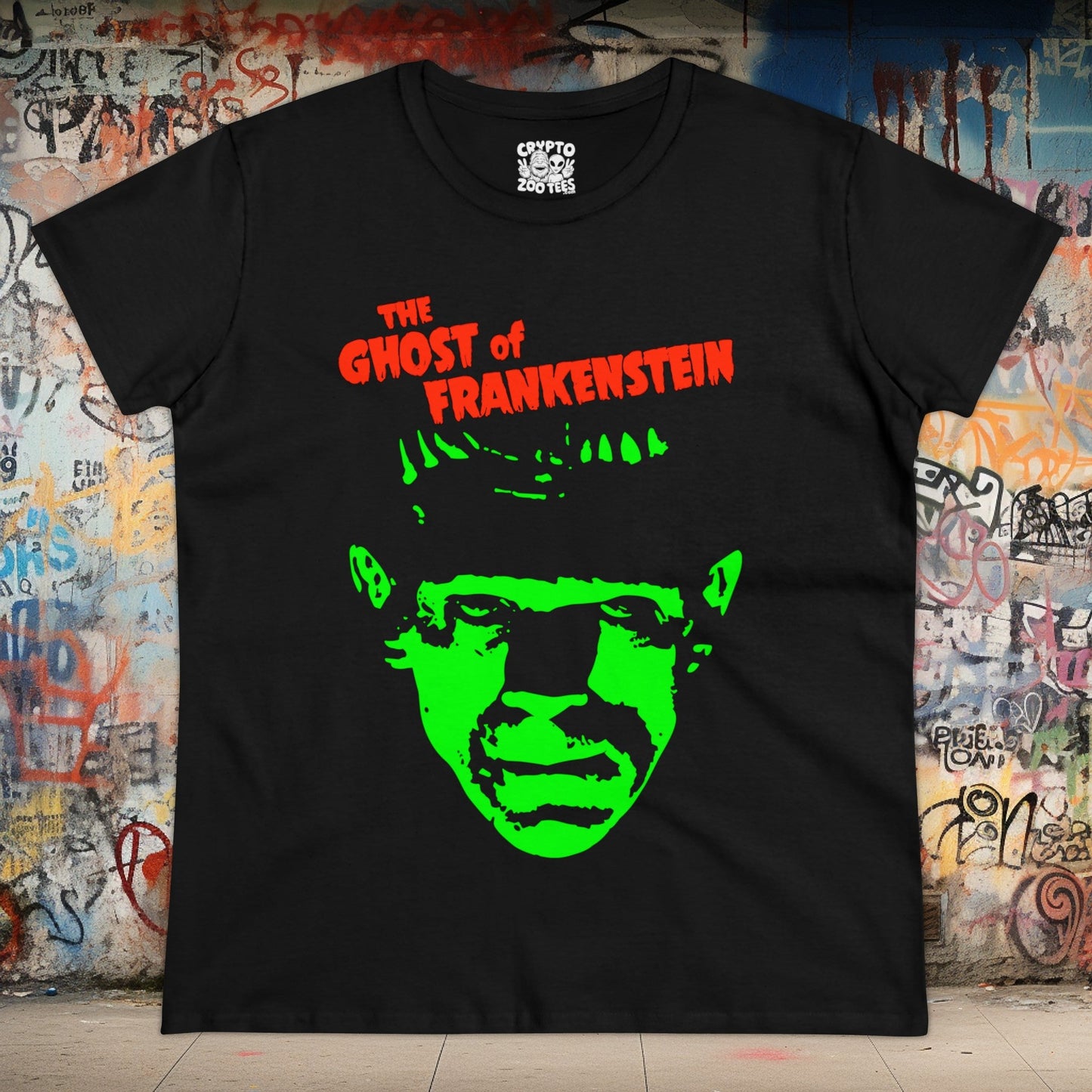 T-Shirt - Ghost of Frankenstein | Women's T-Shirt | Cotton Tee | Ladies Tee from Crypto Zoo Tees