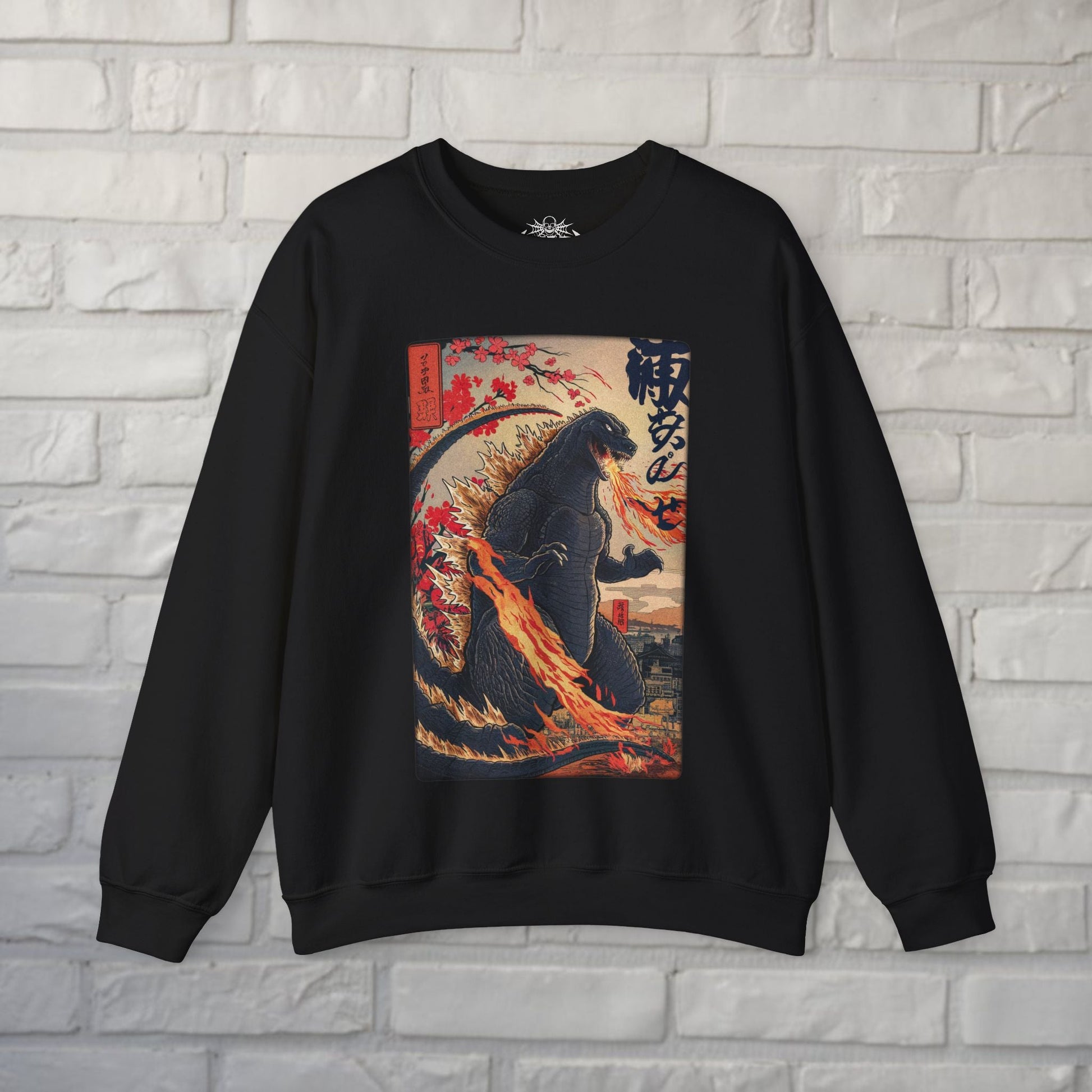 Sweatshirt - Godzilla Kaiju Poster Sweatshirt | Horror | Unisex Crewneck Sweatshirt - Gildan 18000 from Crypto Zoo Tees