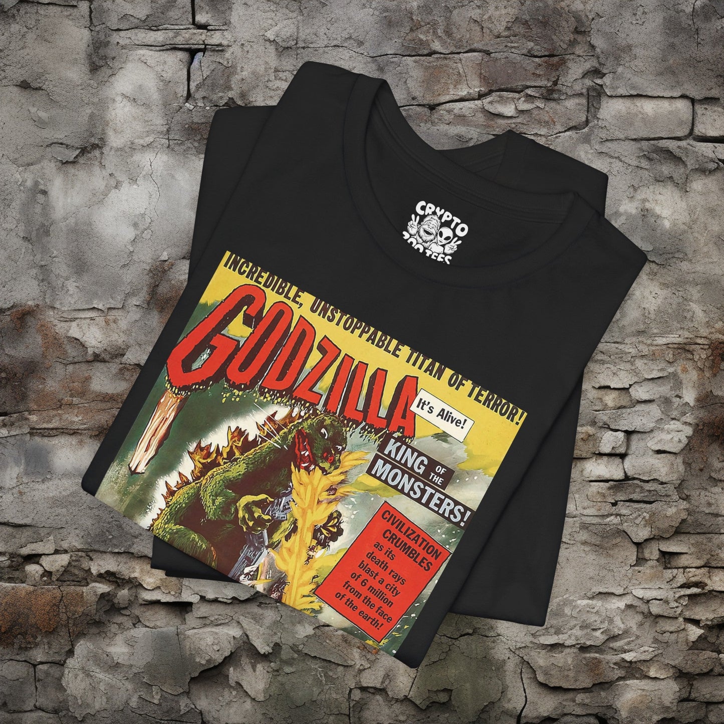 T - Shirt - Godzilla, King of the Monsters!, 1956 | Movies and TV | Horror | Bella + Canvas Unisex T - shirt from Crypto Zoo Tees