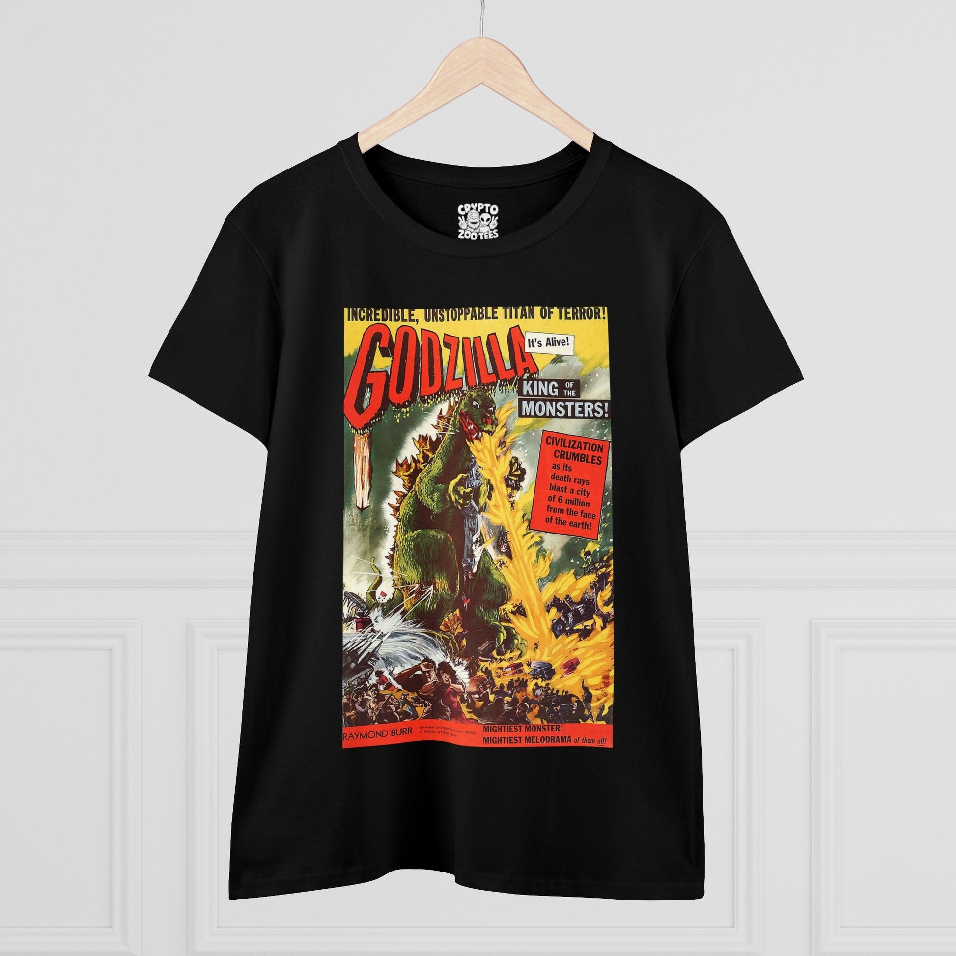 T-Shirt - Godzilla, King of the Monsters!, 1956 | Movies and TV | Horror | Women's T-Shirt | Cotton Tee from Crypto Zoo Tees