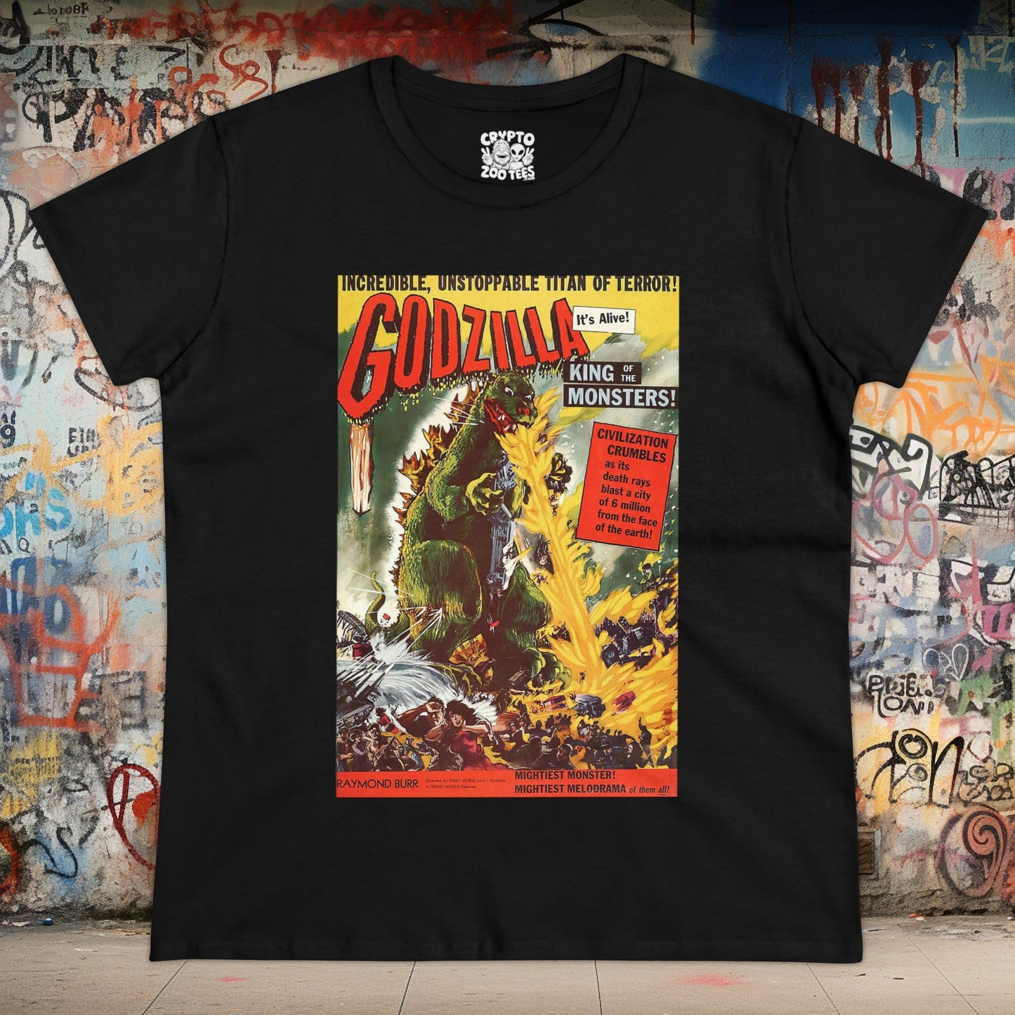 T-Shirt - Godzilla, King of the Monsters!, 1956 | Movies and TV | Horror | Women's T-Shirt | Cotton Tee | Ladies Tee from Crypto Zoo Tees