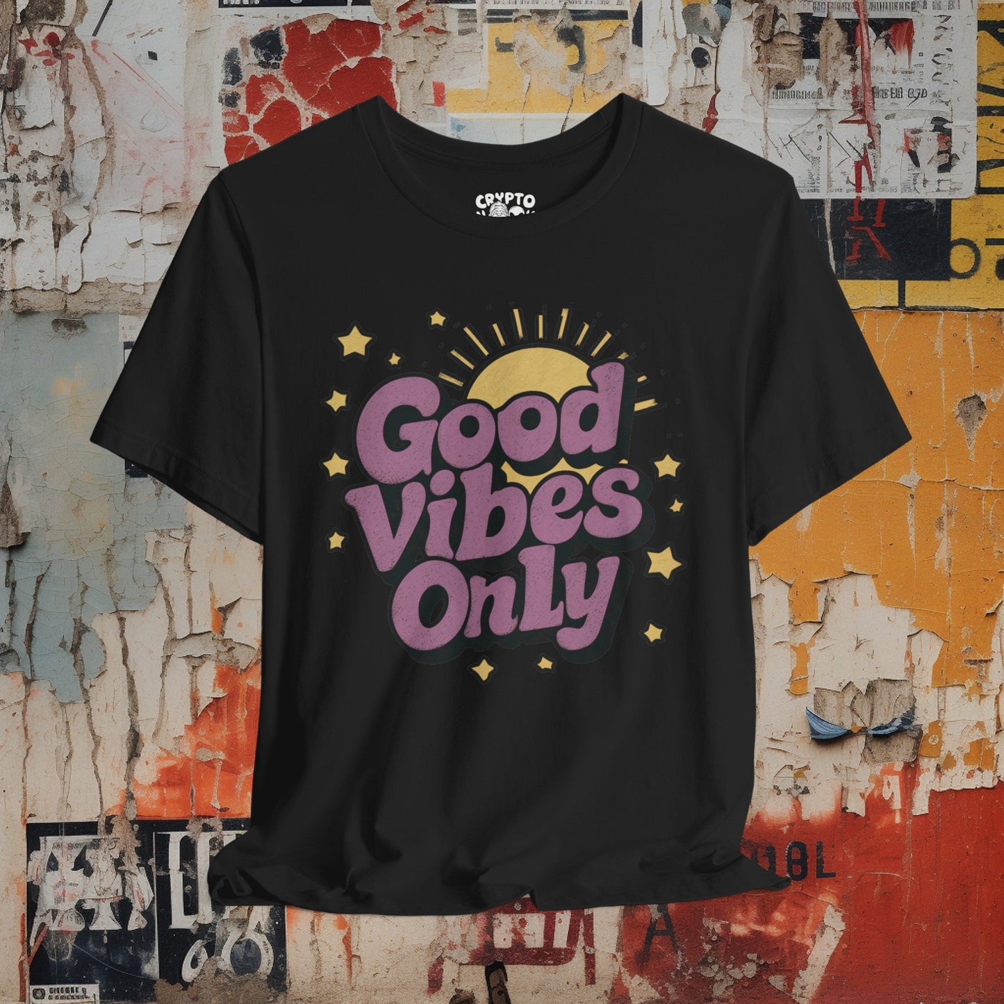 T-Shirt - Good Vibes Only Retro Tee | Bella + Canvas Unisex T-shirt from Crypto Zoo Tees