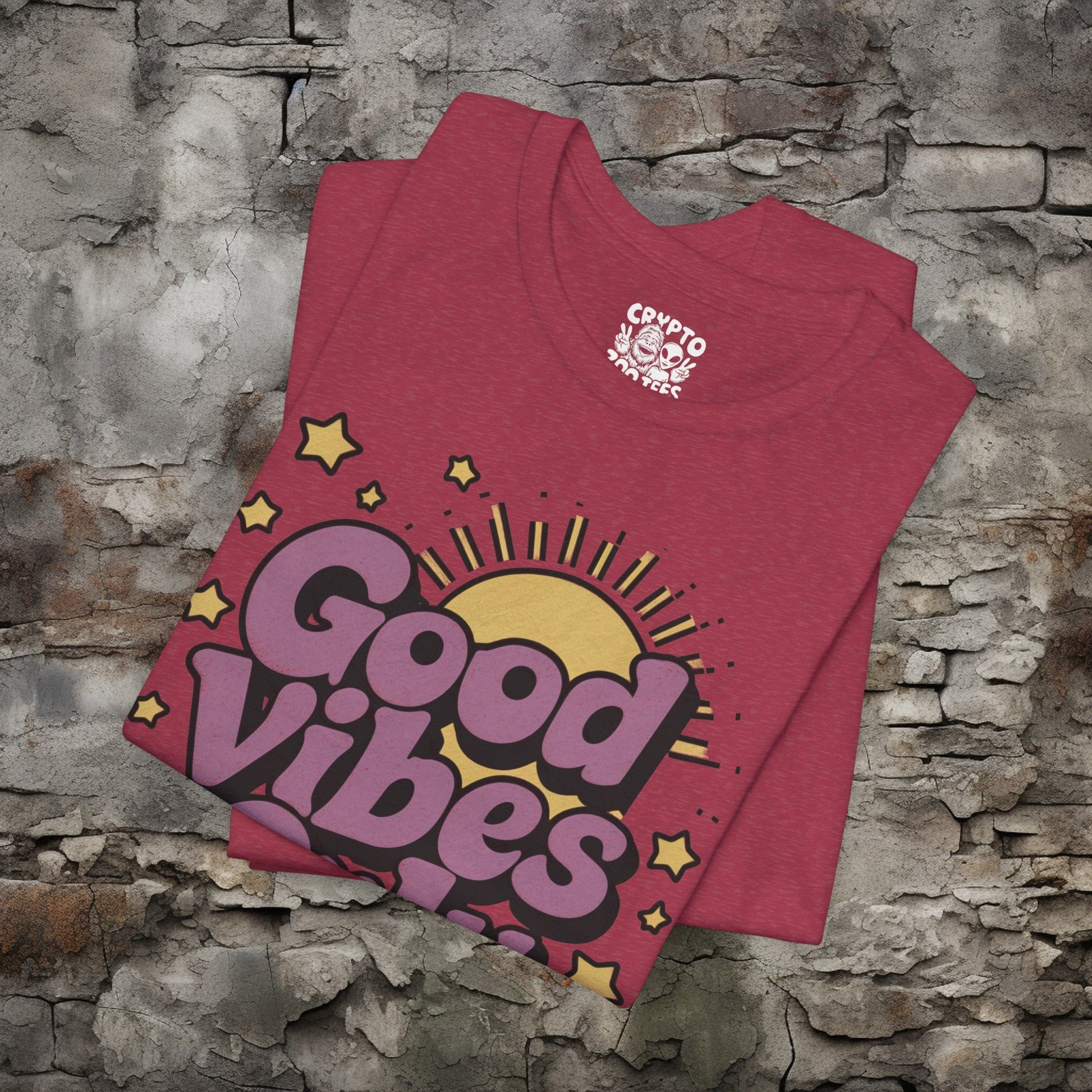 T-Shirt - Good Vibes Only Retro Tee | Bella + Canvas Unisex T-shirt from Crypto Zoo Tees