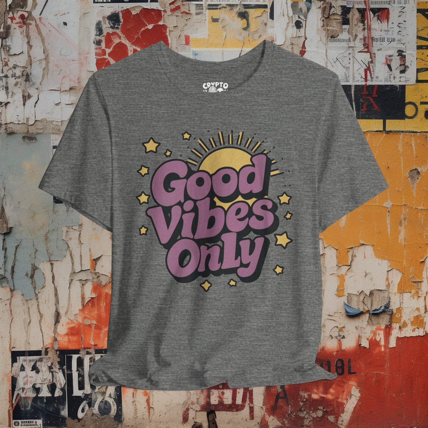 T-Shirt - Good Vibes Only Retro Tee | Bella + Canvas Unisex T-shirt from Crypto Zoo Tees