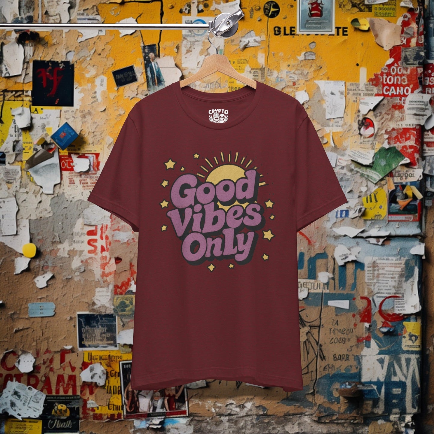 T-Shirt - Good Vibes Only Retro Tee | Bella + Canvas Unisex T-shirt from Crypto Zoo Tees